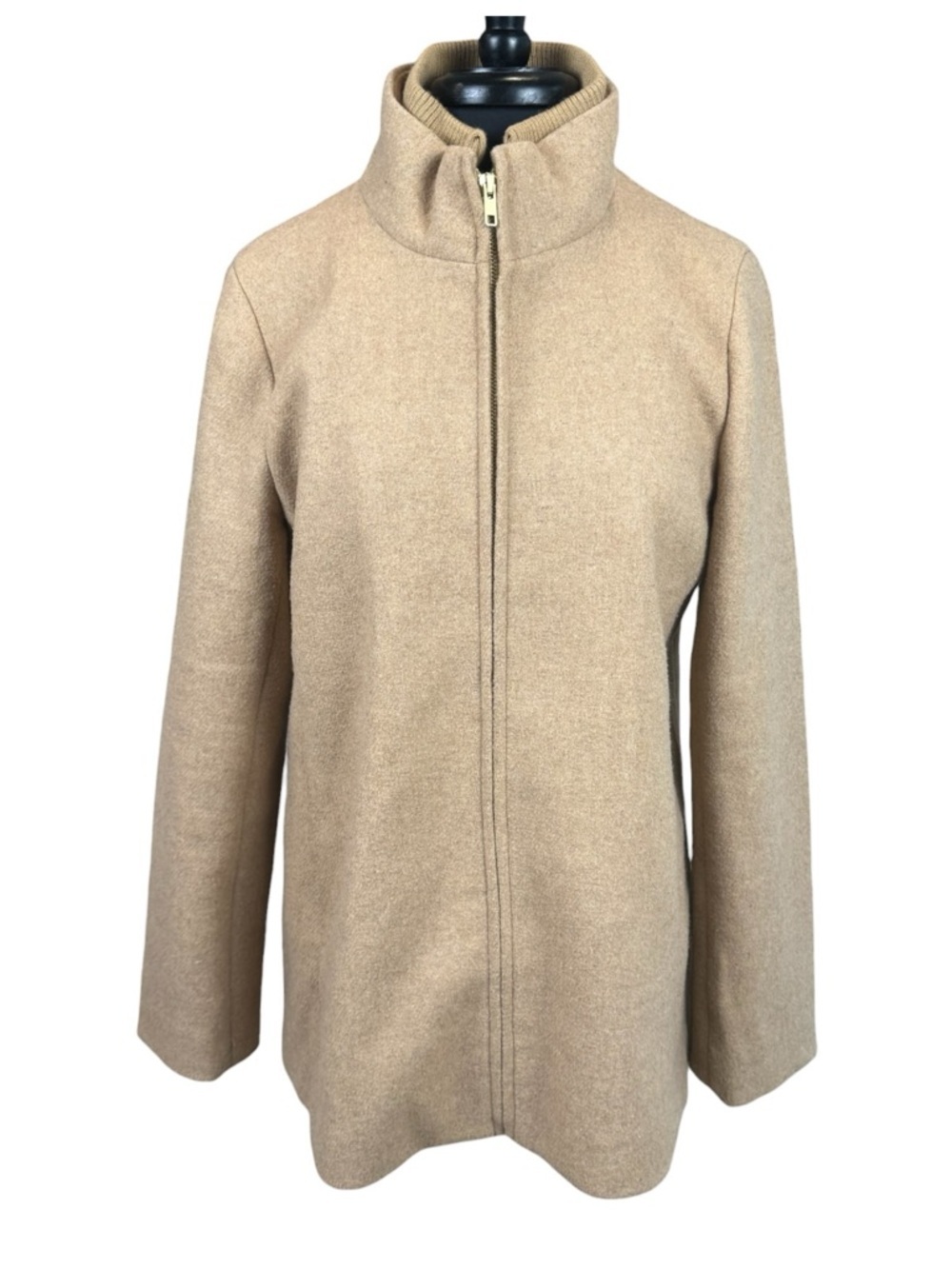 J.Crew Camel Wool Blend Zip Front Village Coat Women’s Size 12 - Picture 2 of 11